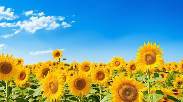 Photo sunflower field under a blue sky