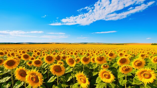 Photo sunflower field under a blue sky