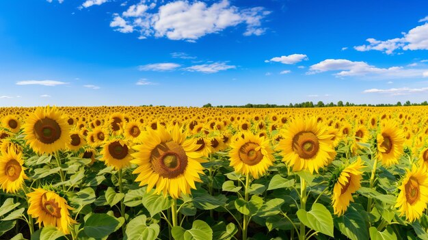 Photo sunflower field under a blue sky