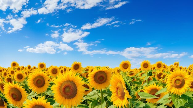 Photo sunflower field under a blue sky