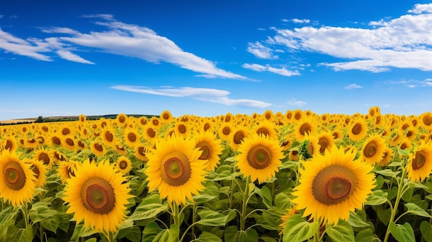 Photo sunflower field under a blue sky