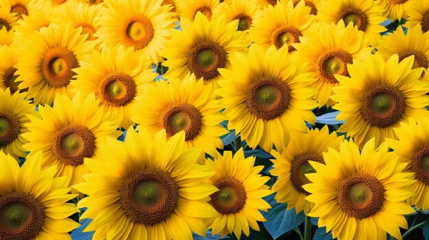 Sunflower field under a brilliant blue sky