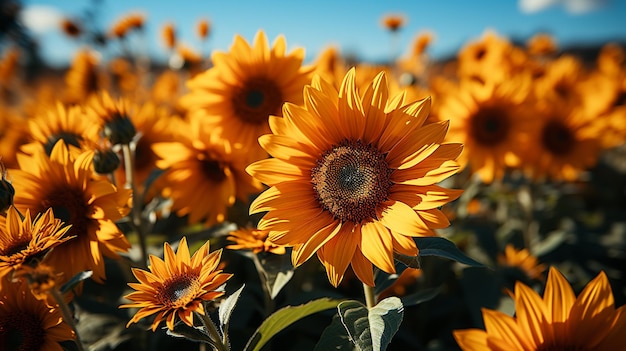 Sunflower field buzzing with pollinators