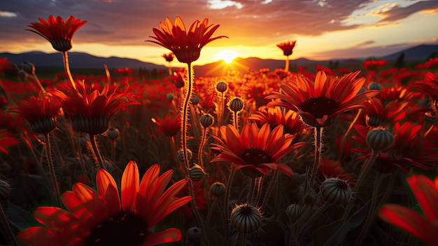 Sunflower Field at Dusk