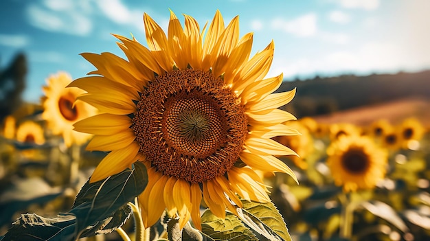 Sunflower in the field photo