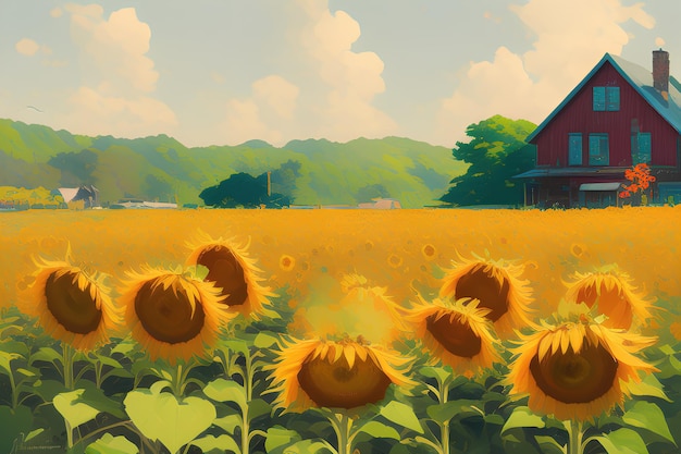 Sunflower field in the summer