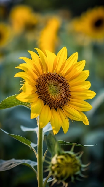 A sunflower in a field of sunflowers generative ai