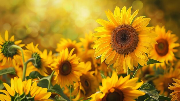 Sunflower in the field and with a sky Sunflower background