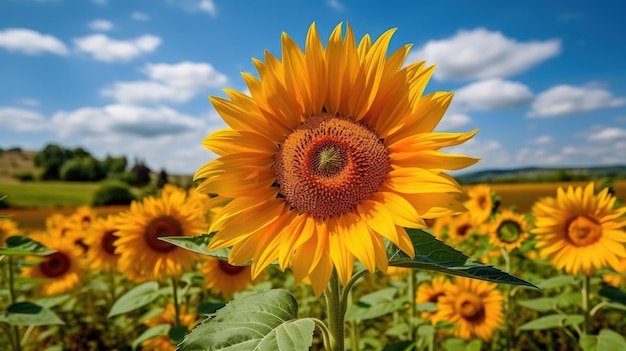 a sunflower in a field