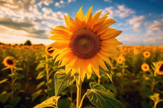 a sunflower in a field