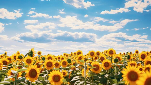 Photo sunflower fields full bloom golden heads turned to the sun essence of summer vibrancy natural beauty generated by ai