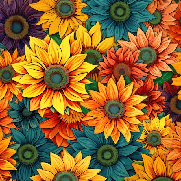 太陽の花の花のパターン 背景のデザイン パターンデザイン