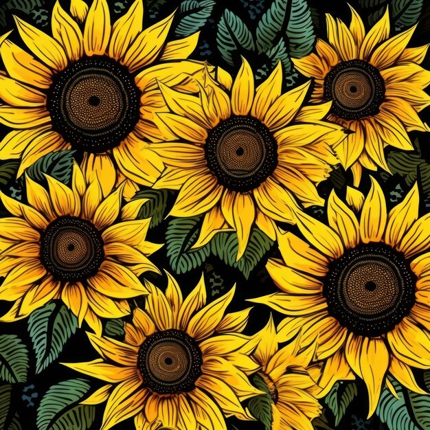 Sunflower floral pattern background design pattern design with sunflower