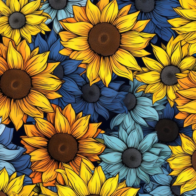 Sunflower floral pattern background design pattern design with sunflower