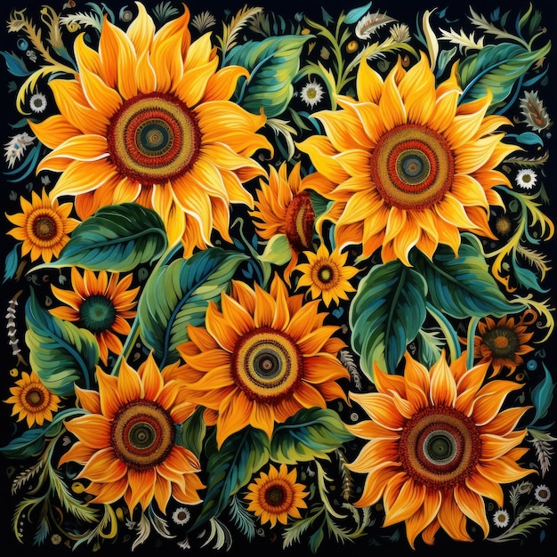 Sunflower floral pattern background design pattern design with sunflower