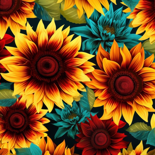 Sunflower floral pattern background design pattern design with sunflower