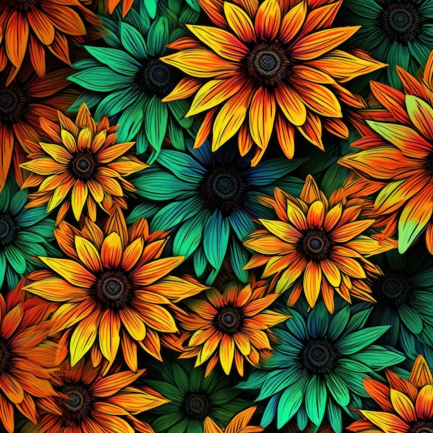 Sunflower floral pattern background design pattern design with sunflower