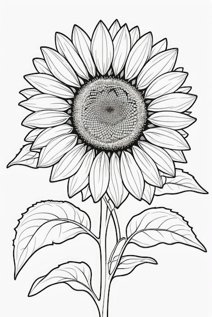 Photo sunflower flower coloring page for kids