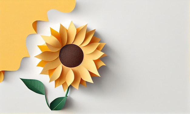 Sunflower flower made of paper craft Generative AI