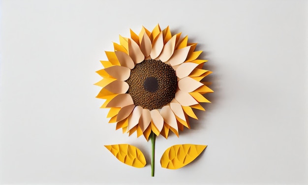 Sunflower flower made of paper craft Generative AI