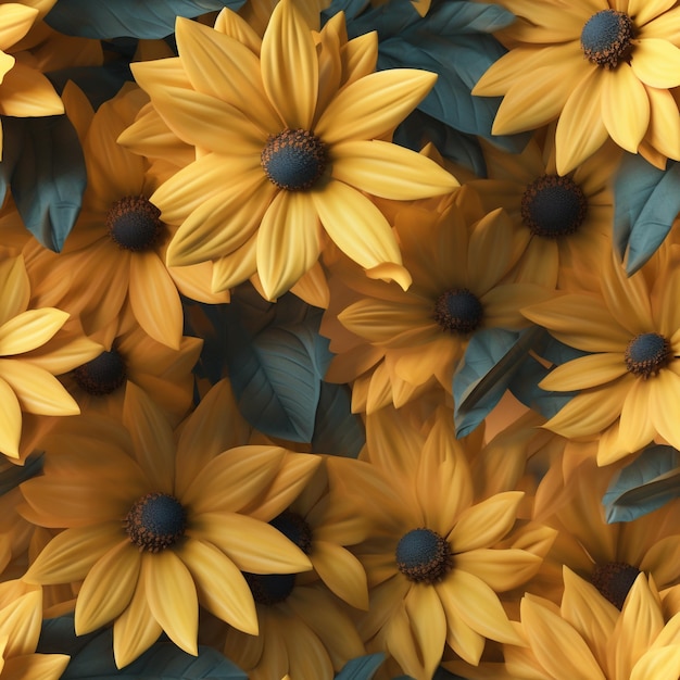 Sunflower flower seamless pattern background