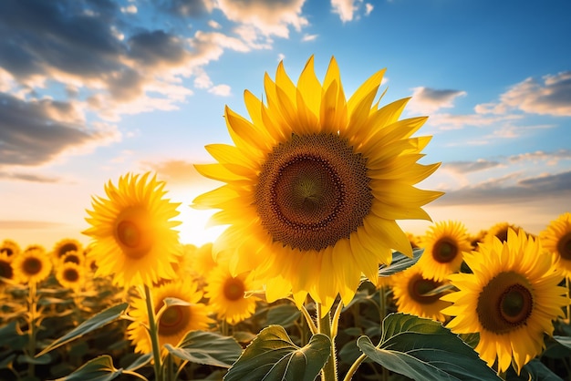 Sunflower flowers on a field