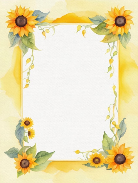 Sunflower Frame Floral Border Painting