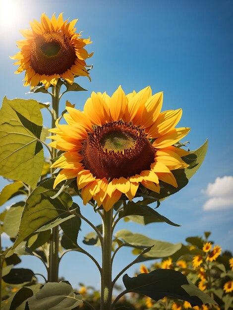 sunflower in garden at natural background