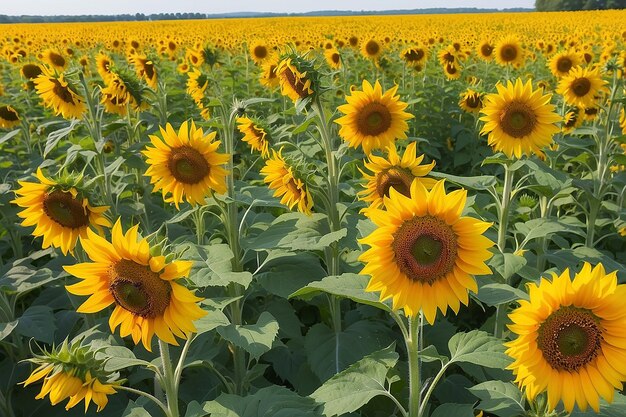 Sunflower helianthus annuus in a field