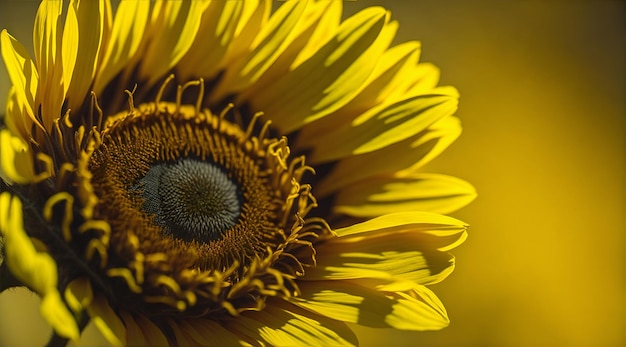Sunflower on horizontal blur background with copy space
