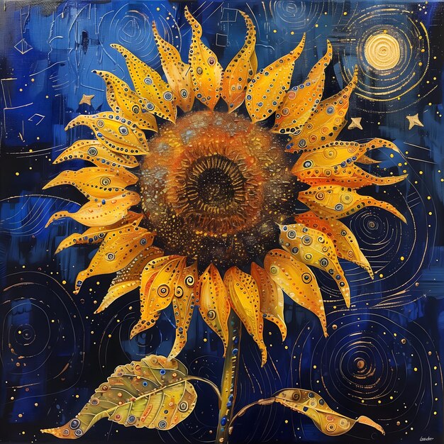 太陽の花のイラストアート
