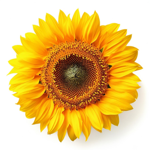 Sunflower isolated on white background Top view Flat lay