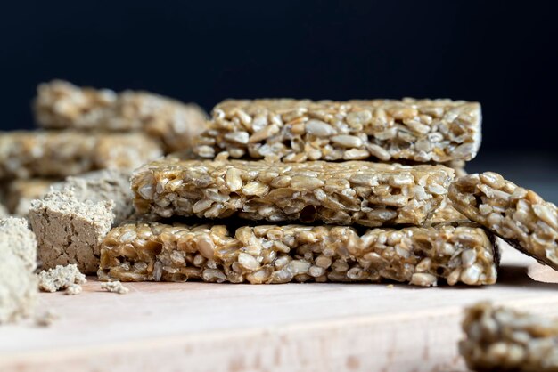 Sunflower kozinak from sunflower seeds and sugar syrup