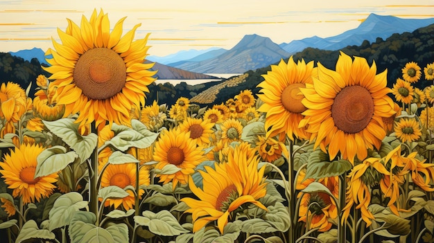 Sunflower landscape wallpaper