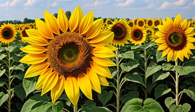 Sunflower natural background sunflower blooming in spring