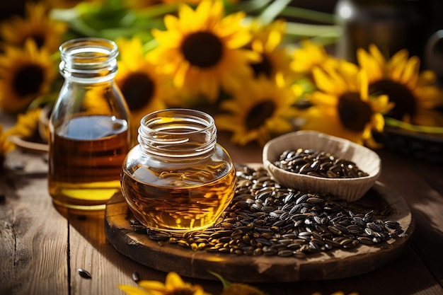 Sunflower oil extracted from its seeds Generative Ai