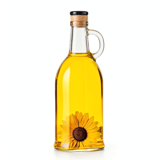 a sunflower oil plastic bottle studio light isolated on white background