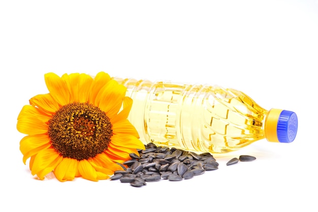 Sunflower oil on white background