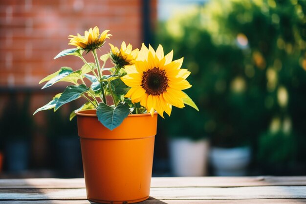 Photo sunflower plant in the pot