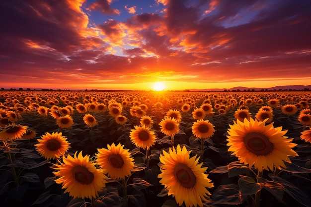 Sunflower Radiance Beautiful Setting under a Serene Sky