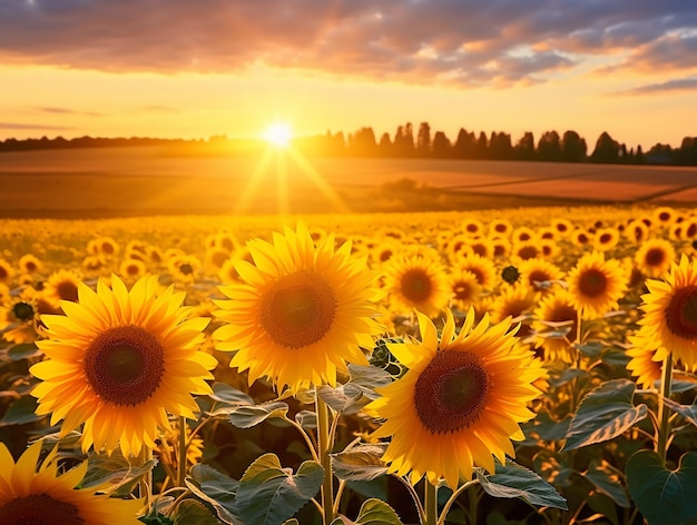 Sunflower sea yellow blossoms