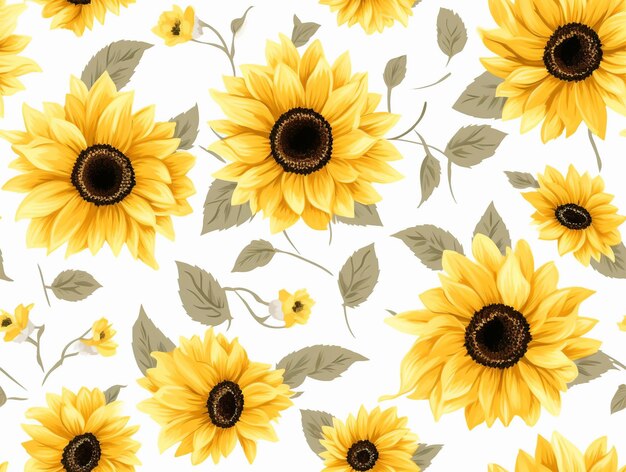 Photo sunflower seamless pattern generated by ai