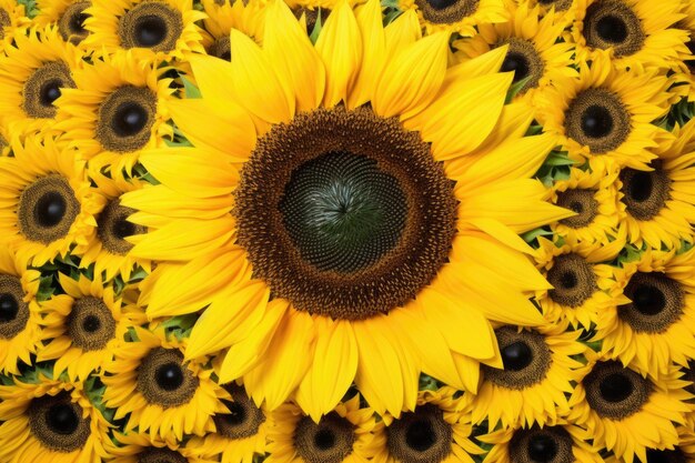 Sunflower seed arrangement in a spiral pattern