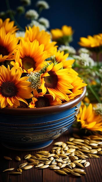 Foto semi di girasole helianthus annuus spuntino sano