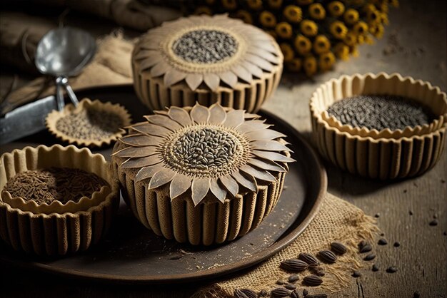 Sunflower seed and rye flour cakes