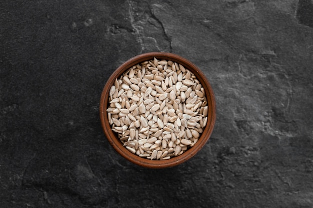 Sunflower seeds isolated on black background