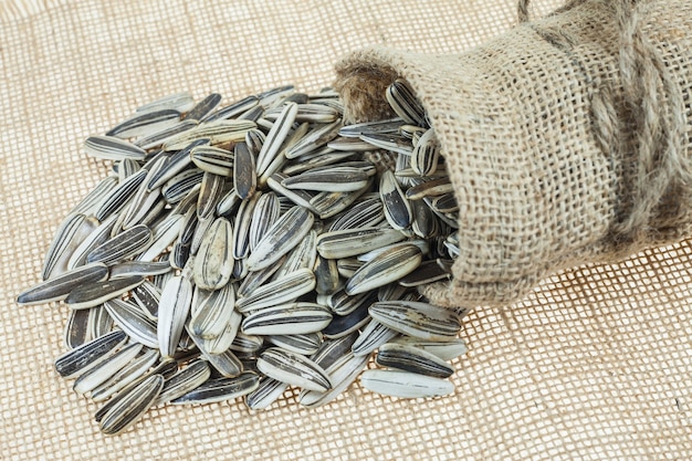 Sunflower seeds in sacks.