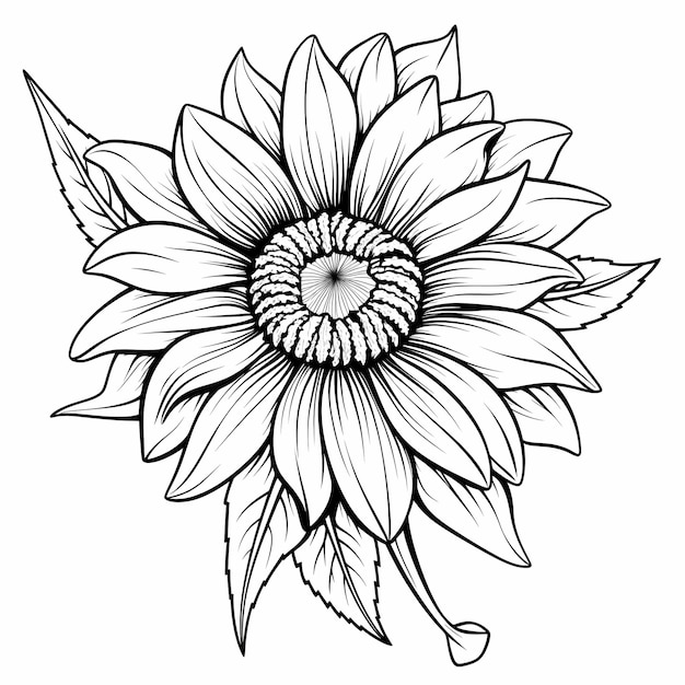 Sunflower Serenade Een Vector Coloring Book met grillige zwart-wit ontwerpen