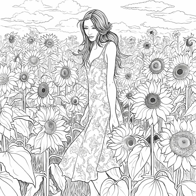 Sunflower Serenade Enchanting Coloring Book for Adults