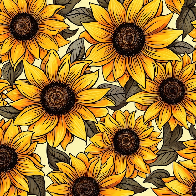 Photo sunflower serenade endless elegance in seamless designsai generative